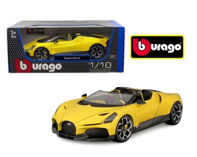 1/18 Bburago Bugatti Mistral Diecast Model Car Yellow 18-11051 YL