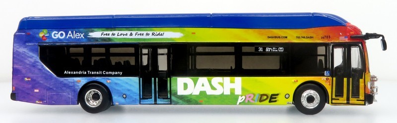 NFI Xcelsior XN40 Transit Bus: DASH Pride Livery 1:87 (HO) Diecast