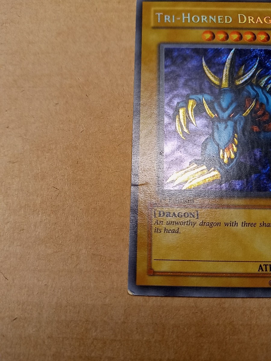 Tri-Horned Dragon LOB-000 1st ed Secret Rare Yugioh MP Wavy North