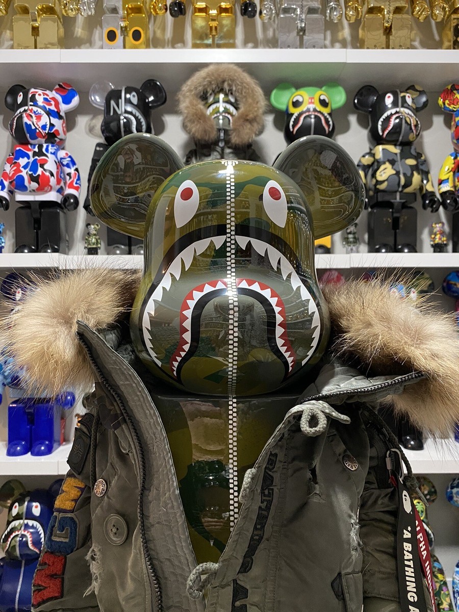 Bape x Alpha Industries 1000% Bearbrick Camo Shark Be@rbrick