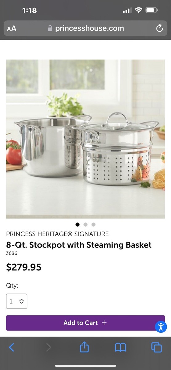 Princess House Stainless Steel Classic 8-QT Stockpot & Steamer