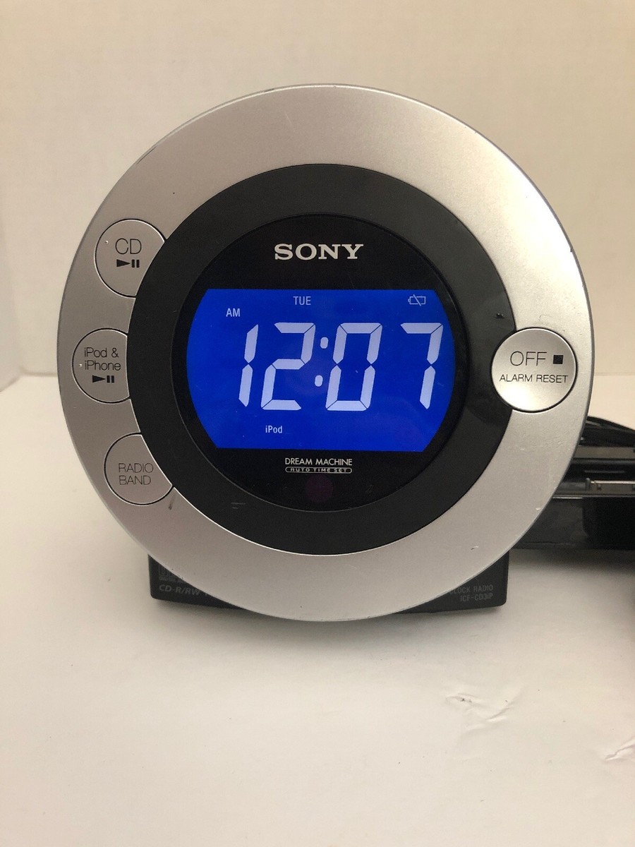Sony Dream Machine Auto Time Set Dual alarm clock CD IPod iPhone