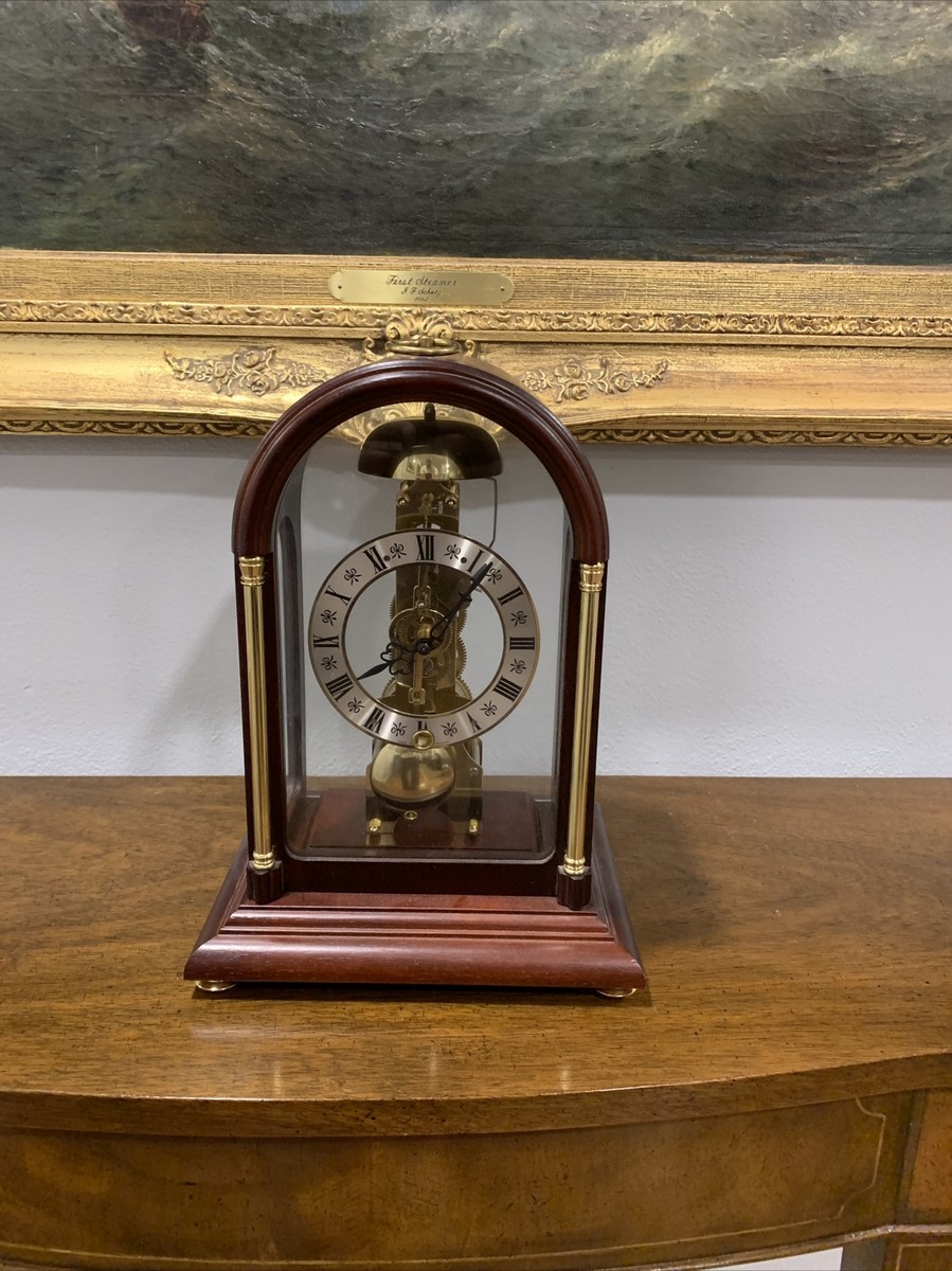 Franz Hermle Germany Skeleton Mantle Clock 791-081 w/ Key Working