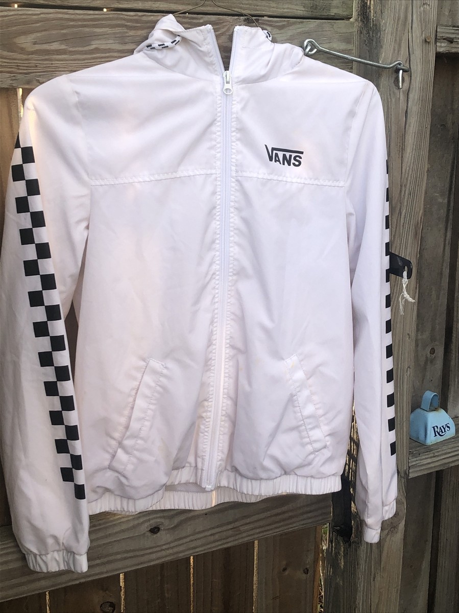 Vans Zip up Windbreaker Jacket Adult Hooded White/black