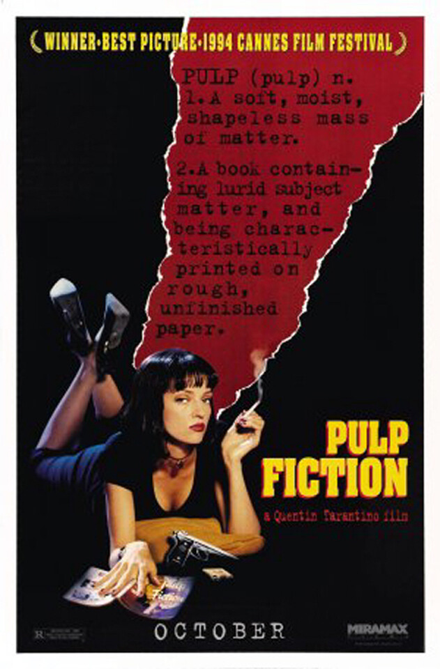 Pulp Fiction (1994) Movie Poster Advance B, Reproduction, SS