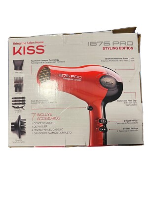 RED by Kiss 1875 Pro Tourmaline Ceramic 2200 Hair Blow Dryer for