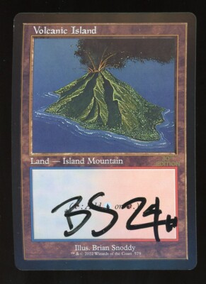 PAINTED & Signed Magic {M30} Retro Frame Volcanic Island Artist
