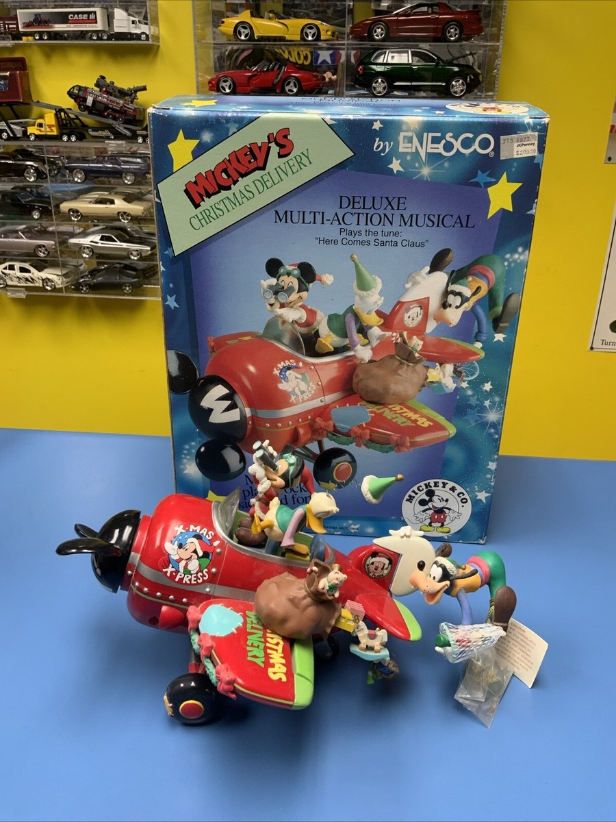 ENESCO MICKEYS CHRISTMAS DELIVERY AIRPLANE VINTAGE Music Mickey