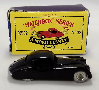 Matchbox Series A Moko Lesney No. 32 Black Jaguar Toy Car Original