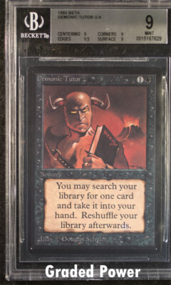 Beta Demonic Tutor BGS 9.5 (7629) QUAD+ Magic MTG | eBay