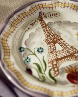 Anthropologie Nathalie Lete Paris Eiffel Tower Dinner Plate New In