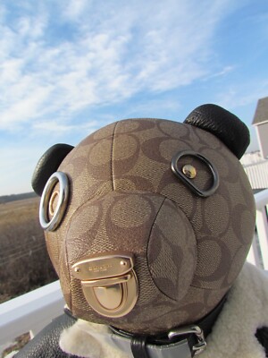 NEW COACH BEAR Moto leather $600 shearling 7556 14” signature