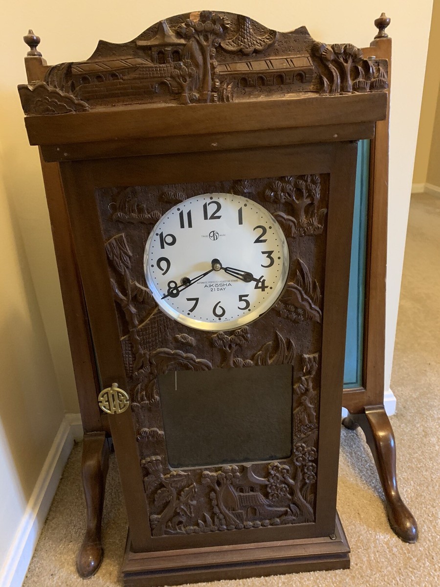 Antique AIKOSHA Hand - Carved 21 Day Wall Clock | eBay