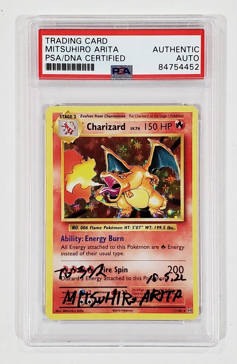 MITSUHIRO ARITA SIGNED CHARIZARD POKEMON CARD W/PSA DNA CERT