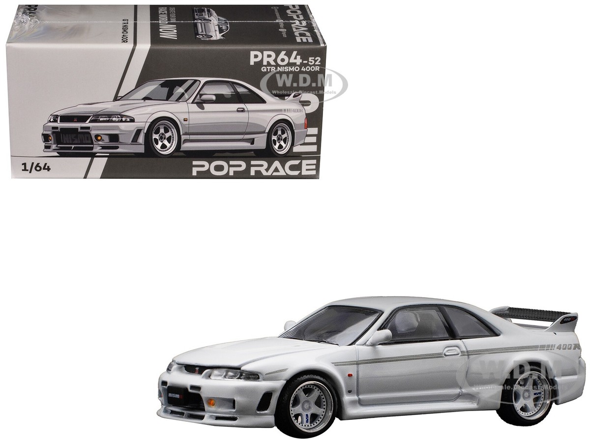GTR NISMO 400R RHD WHITE 1/64 DIECAST MODEL CAR BY POP RACE