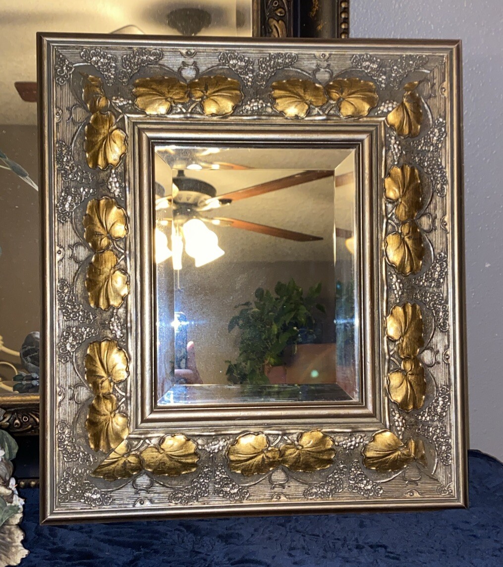 Windsor Art Mirror VTG Gold Gilded Frame, Beveled 18” X 16”/ 9.5”X