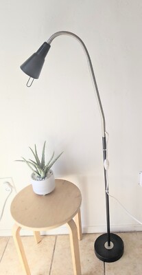 Vintage Ikea Kvart Gooseneck Floor Black Lamp Hagberg Design | eBay