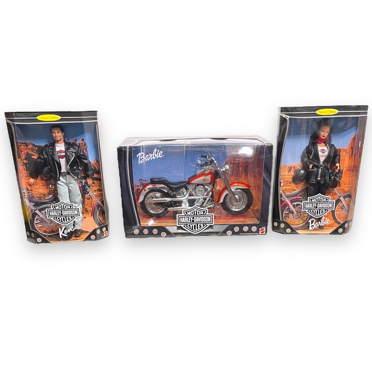 Harley Davidson Barbie Ken Fat Boy Motorcycle 90s LOT Same AZ