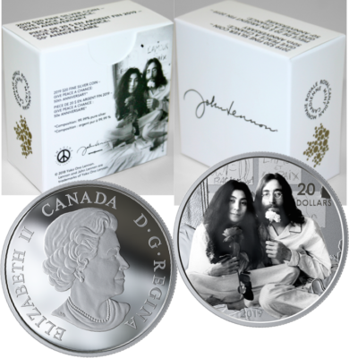 2019 Give Peace a Chance $20 1OZ Silver Proof Coin Canada, Yoko