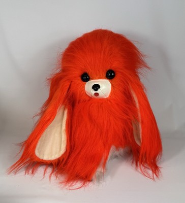 Vintage BANDAI DOG Plush Orange Long Hair JAPAN Shih Tzu Vinyl