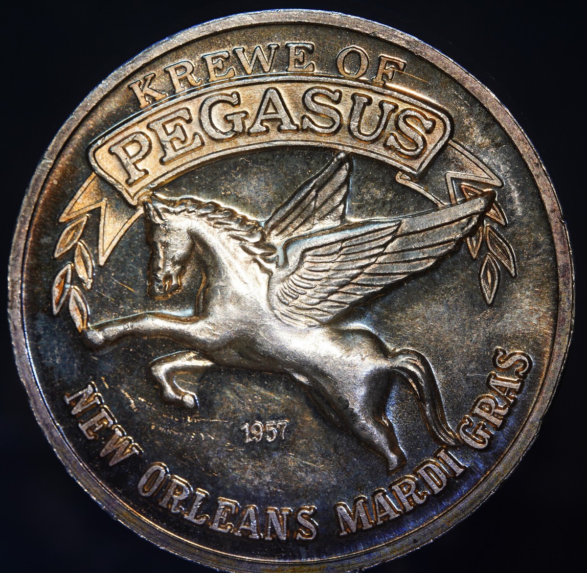 1957 1979 Krewe Pegasus New Orleans Mardi Gras 1oz 999 FINE Silver