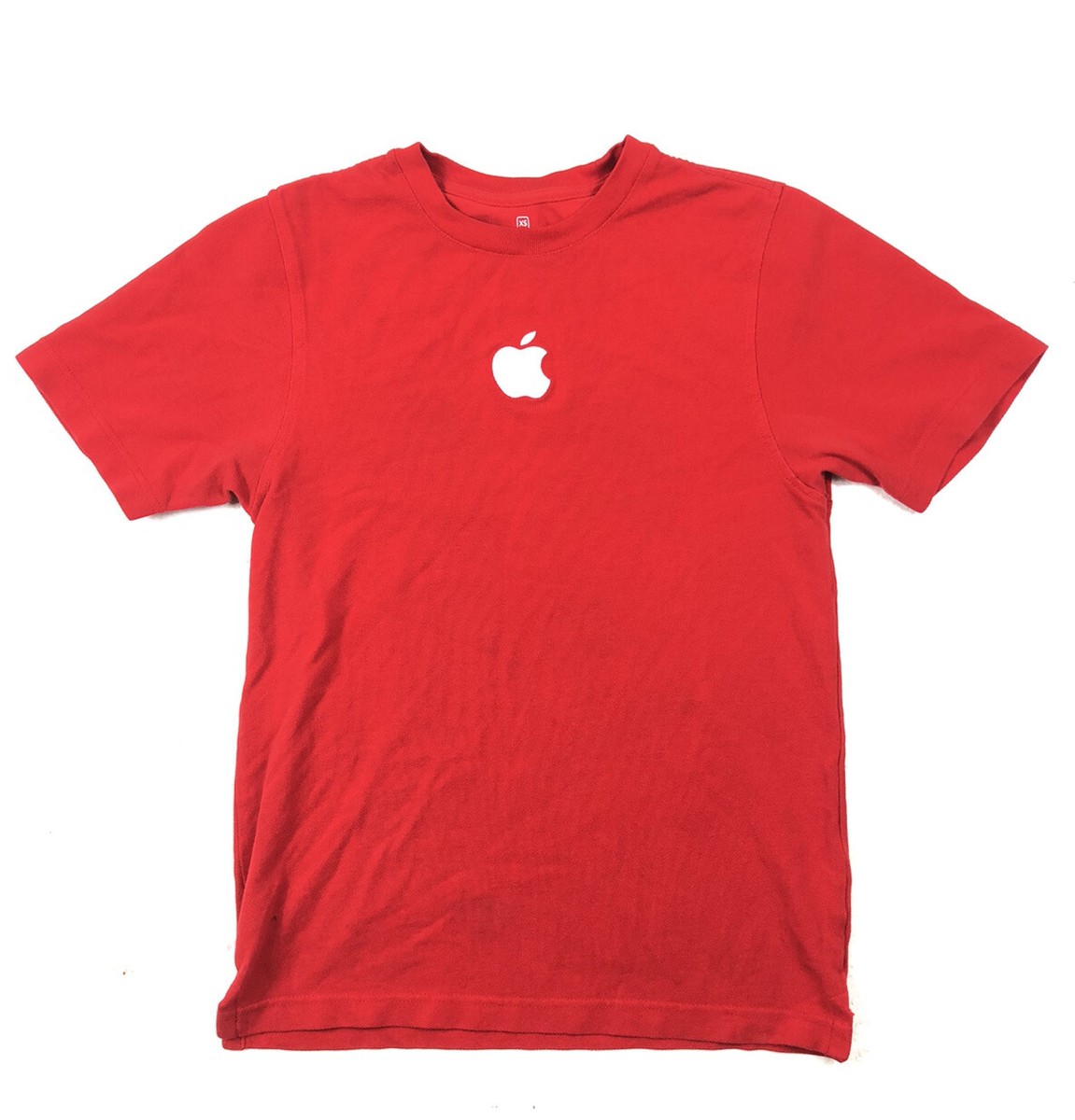 APPLE Store Employee Red Embroidered Apple Logo Short Sleeve