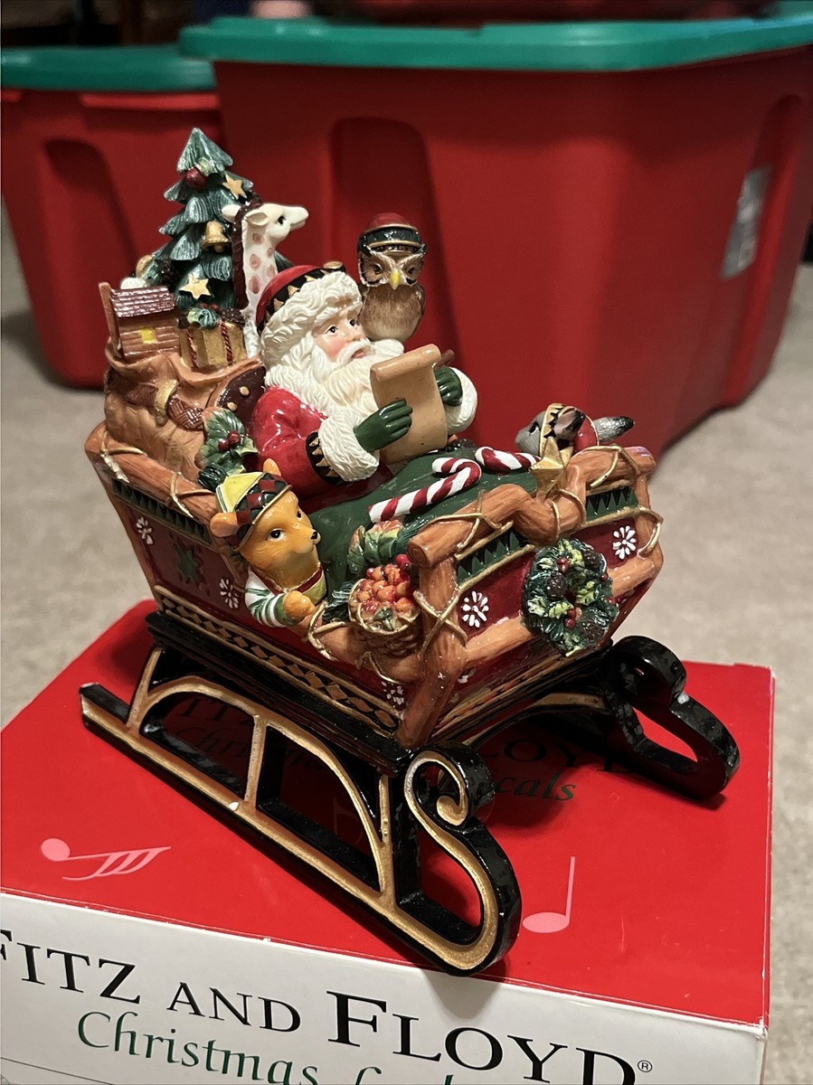 FITZ & FLOYD Christmas Lodge Musical Sleigh Figurine 19/115 - New