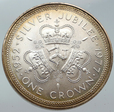 1977 ISLE of MAN Queen Elizabeth II 25Y VINTAGE Silver Jubilee
