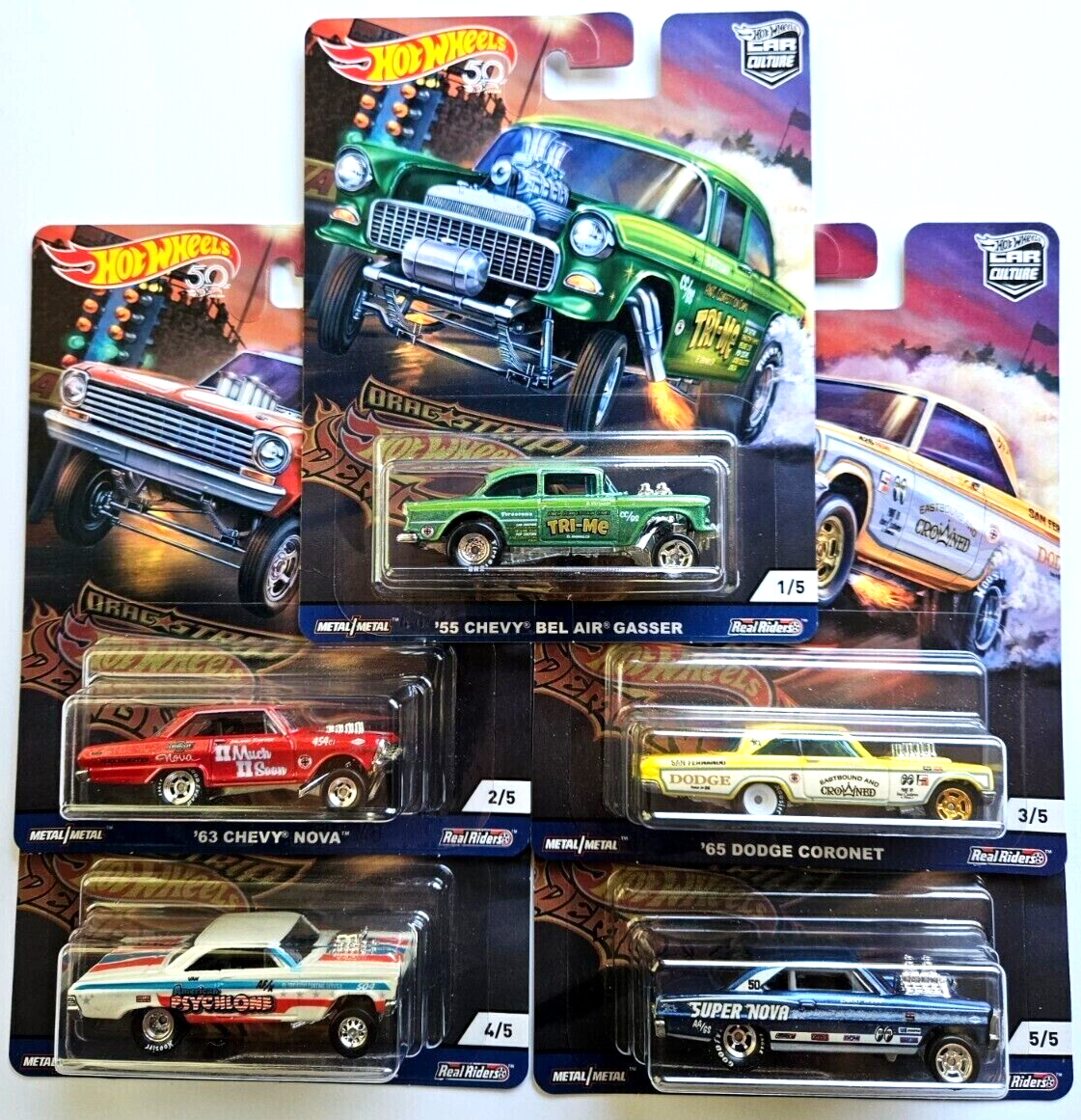 1/64 2018 Hot Wheels Drag Strip Demons 5 car set | eBay
