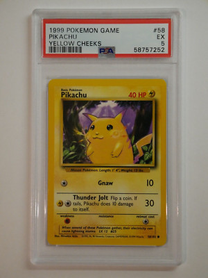 PSA 5 Excellent 1999 Pokemon Game Base Set Pikachu - Yellow Cheeks