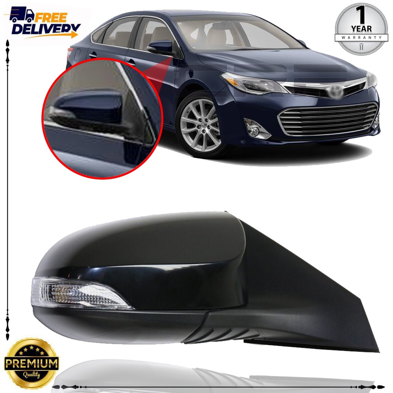 Right Side Power Mirror Manual Folding For 2013-2014 Toyota Avalon