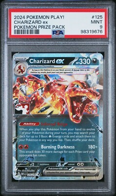 Pokemon 2024 PSA 9 MINT Charizard ex Play! Prize Pack Stamp Promo