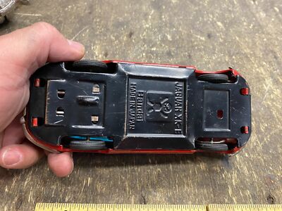 50's Bandai Jaguar XKE E type Tin Toy Japan Friction Car Vtg
