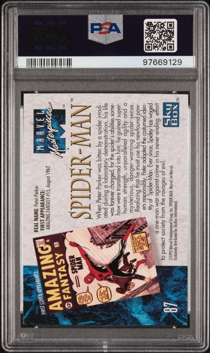 1992 Marvel Masterpieces SPIDER-MAN #87 PSA 7 Joe Jusko Art | eBay