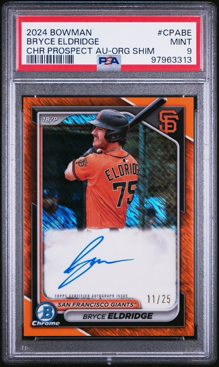 Bryce Eldridge 2024 Bowman Chrome Prospect Auto Orange Shimmer /25