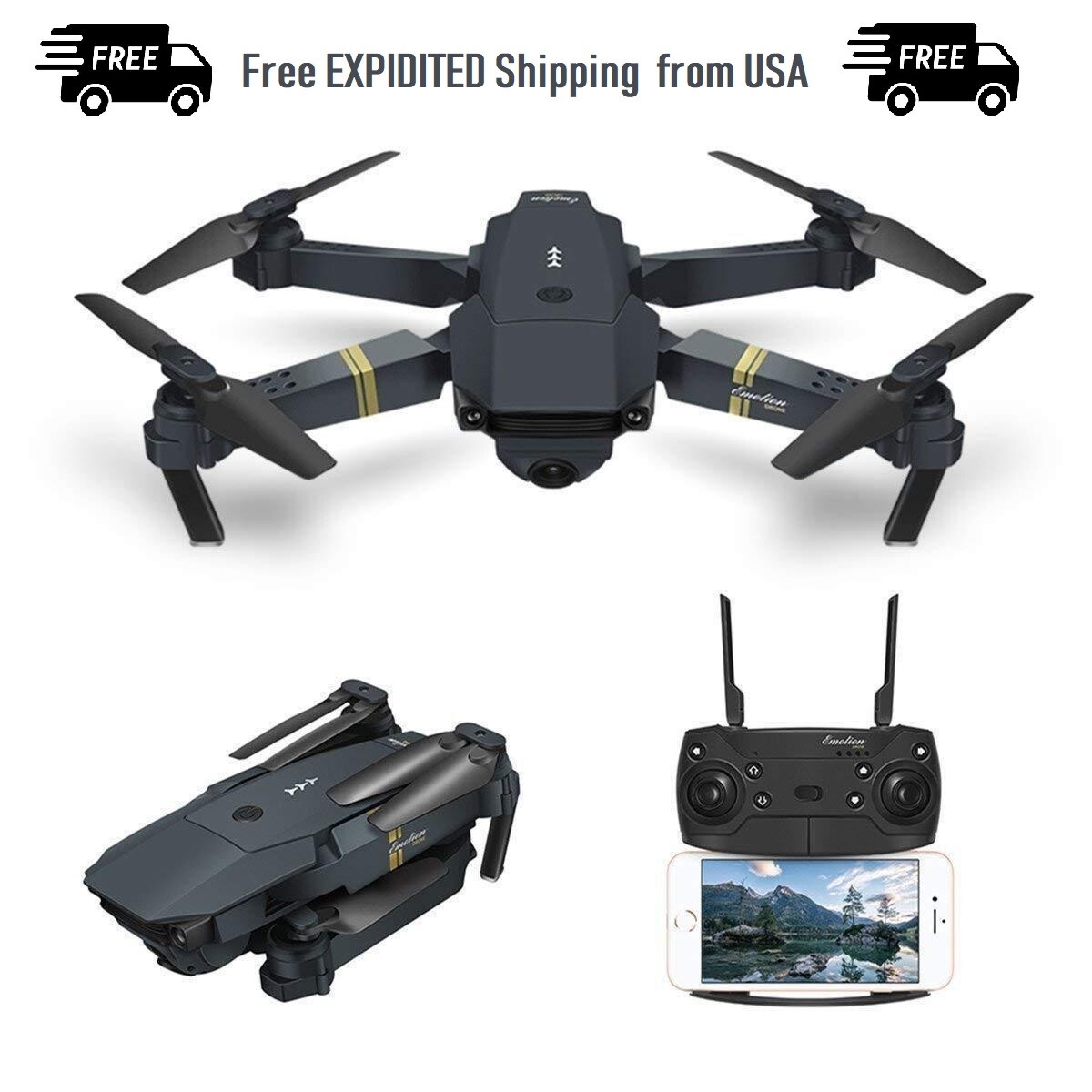 Drone X PRO Quadcopter with CASE UPGRADED Edition Selfie HD Camera