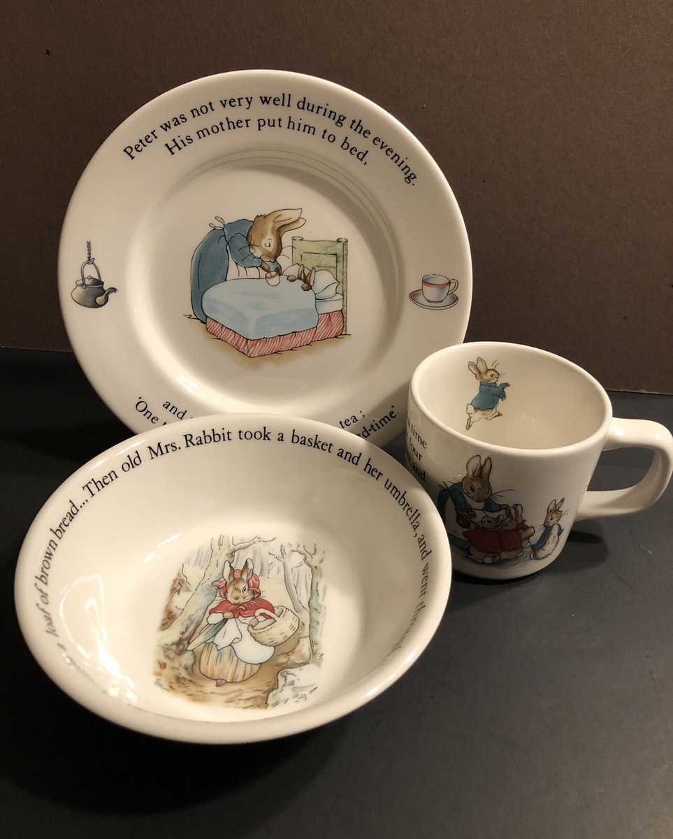 Vintage Wedgwood PETER RABBIT 3 Piece Porcelain Nursery Set | eBay