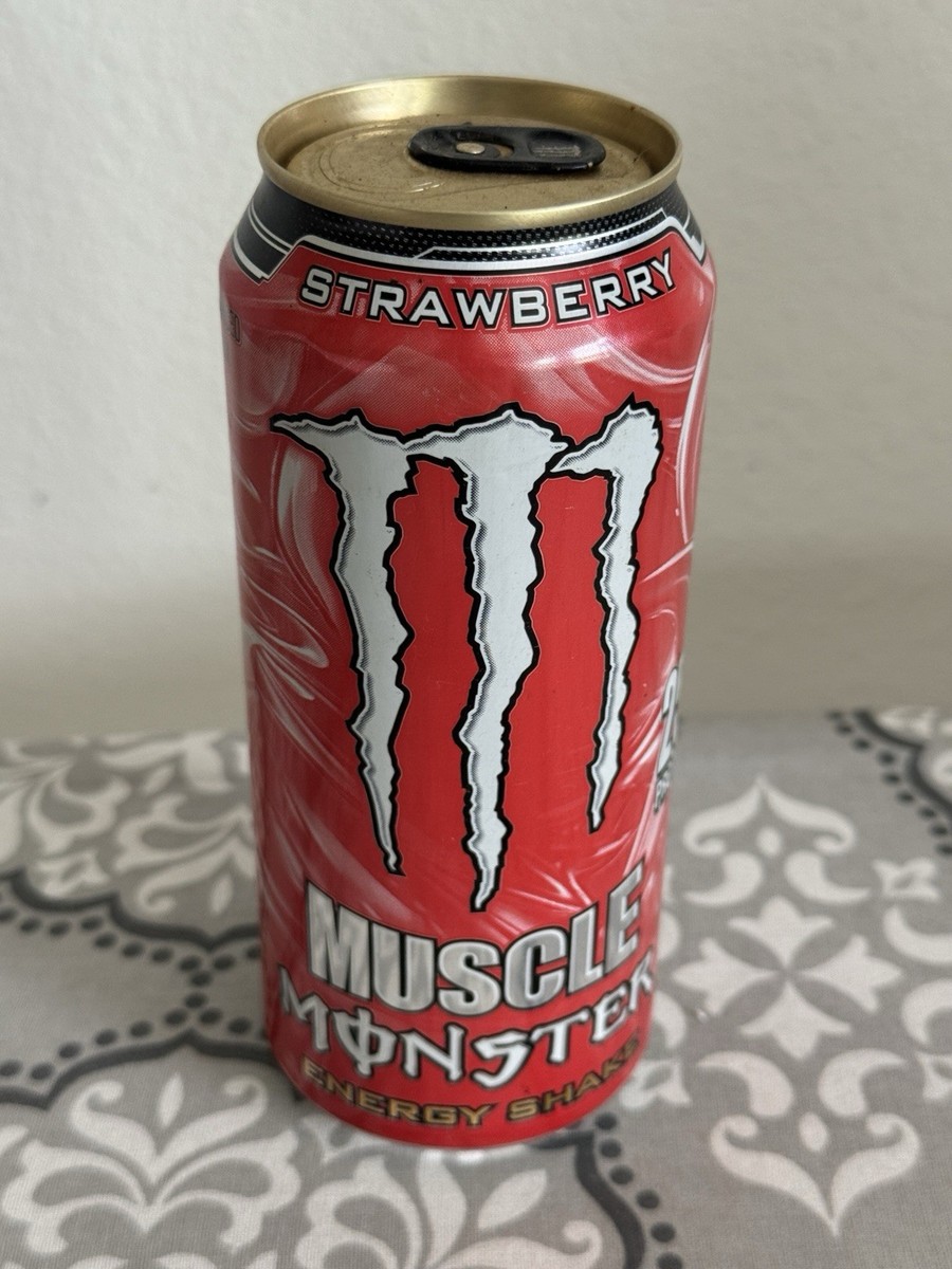 Monster Energy Muscle Strawberry SKU 0614 Full Cans Rare Golden