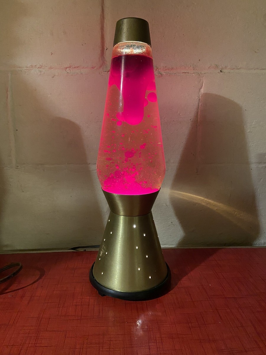 Vintage Lava Lite Lamp Gold STARLIGHT Red Wax 17