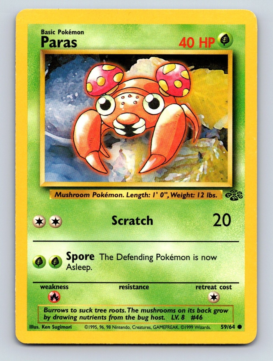 Paras HP 40 Scratch Spore Attack Basic Green Pokémon Card | eBay