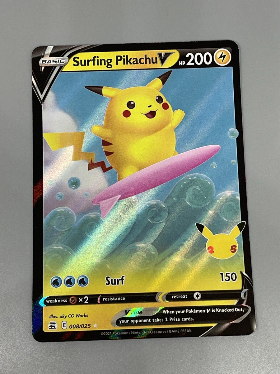 Surfing Pikachu V Pokemon TCG Celebrations 25th Anniversary Full