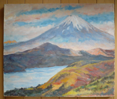 JAPAN JAPANESE IMPRESSIONISM MT. FUJI OIL PAINTING - OLD VINTAGE