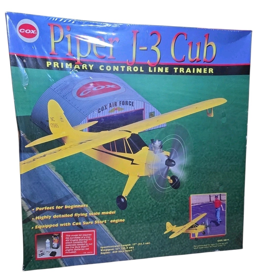 Vintage Cox Piper J-3 Cub Primary Control Line Trainer Gas Powered