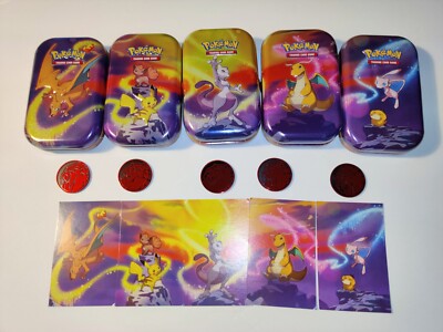 POKEMON TCG Kanto Power 5 Mini Tins Full Artwork Set Charizard