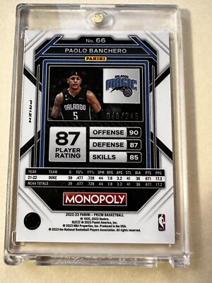 2022-23 Panini Monopoly Prizm Paolo Banchero Brown Prizm Rookie RC
