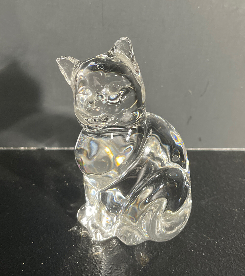 Vintage RCR Royal Rock Crystal Glass Lead crystal Cat Figurine | eBay