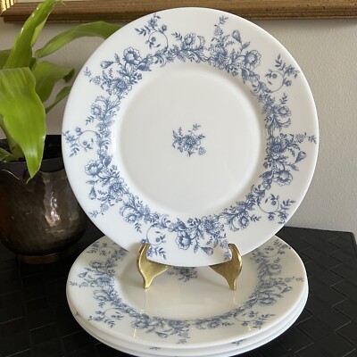 Arcopal France GLENWOOD Blue White Floral Glass Luncheon Salad