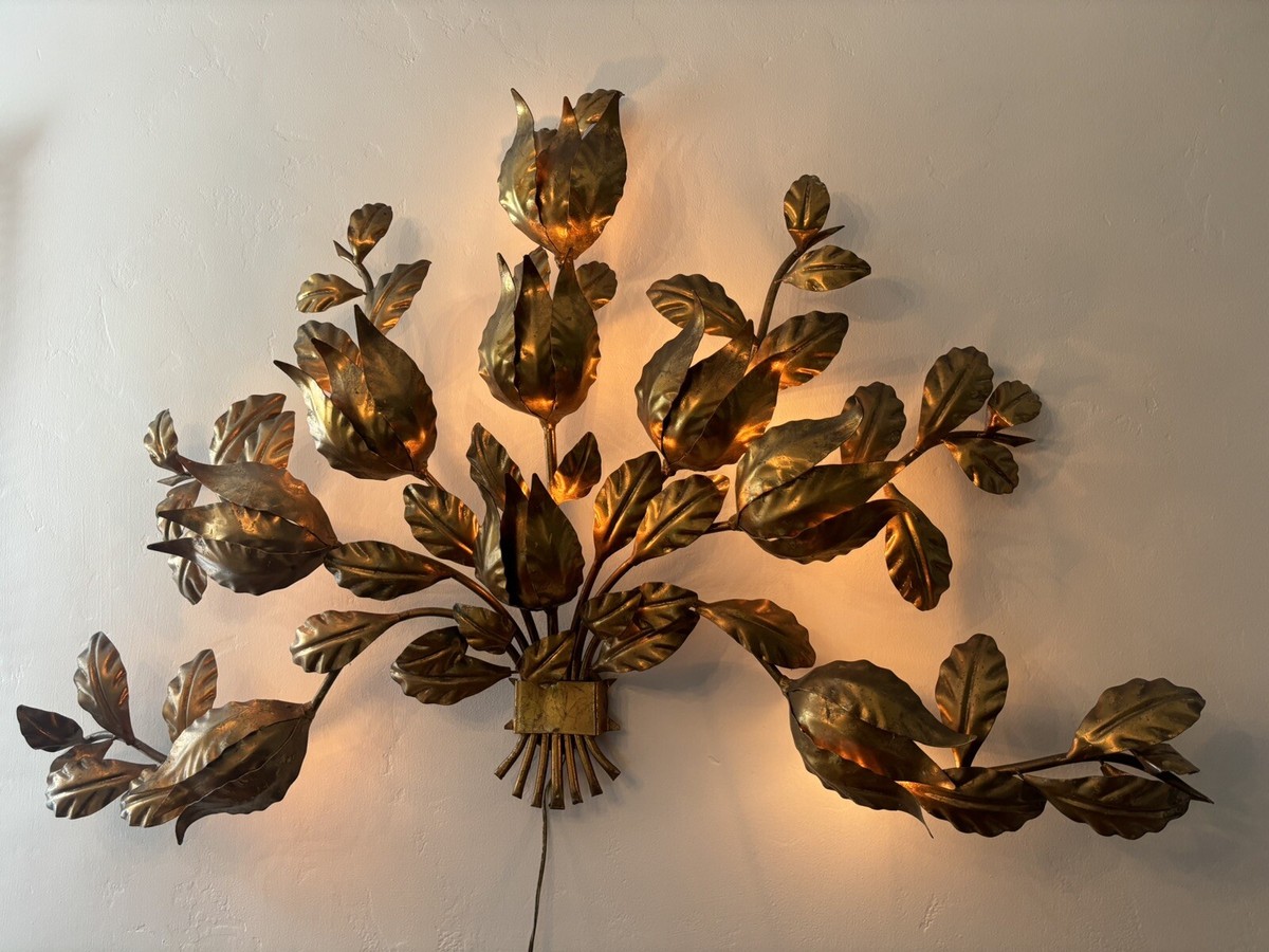 Extremely Rare Original Hans Kogl Gold Leaf Wall Sconce 1970's