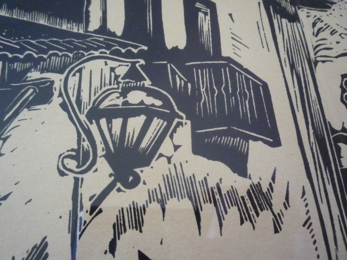 CARL PAPPE WOODBLOCK TAXCO MEXICO RARE STREET SCENE PENCIL SIGNED