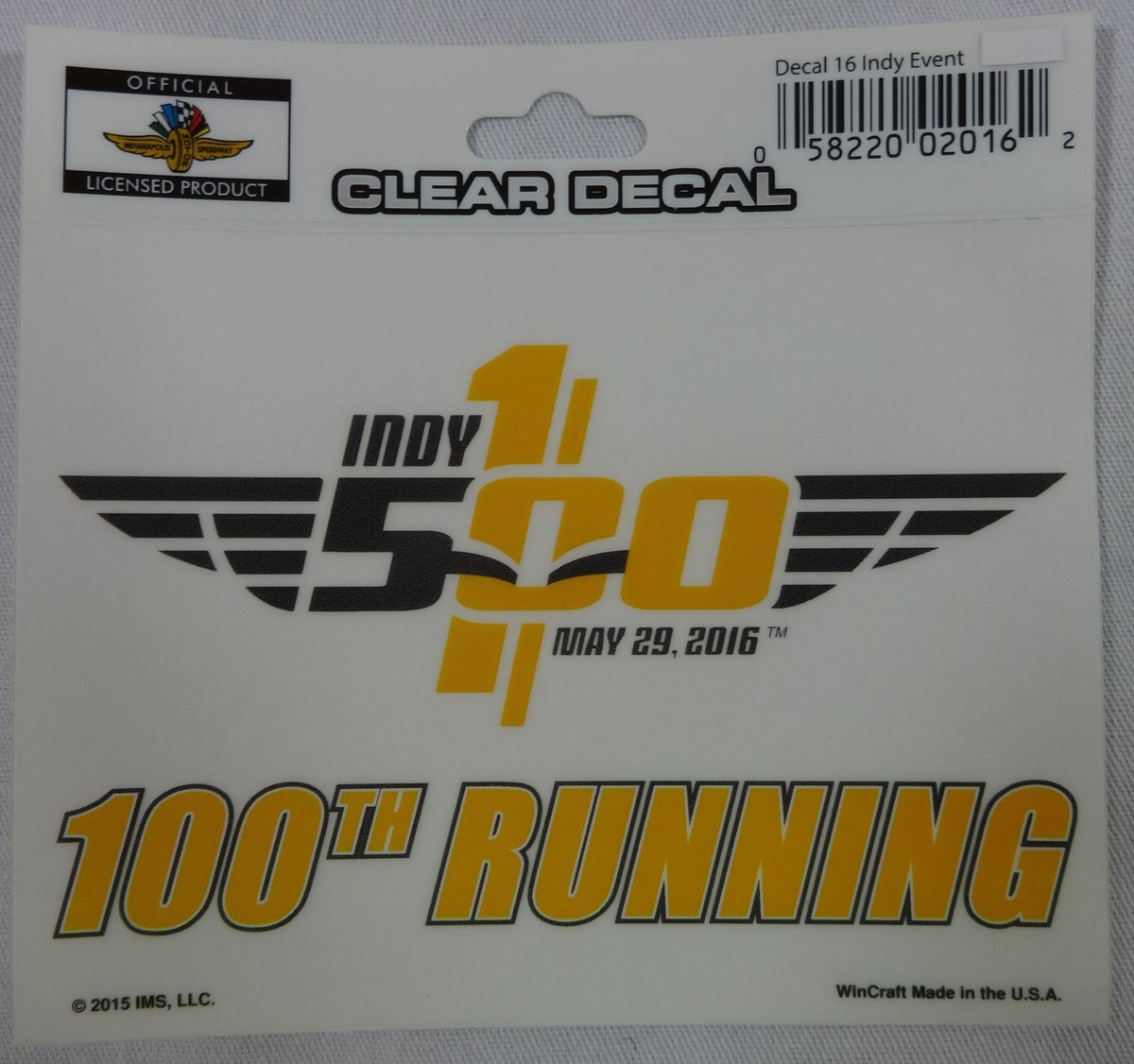 2016 Indianapolis 500 100TH Anniversary Event Collector Decal | eBay